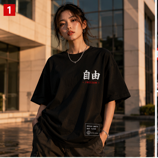 Freedom Samurai Japanese Streetwear Oversized T-Shirt | Front & Back Graphic Tee
