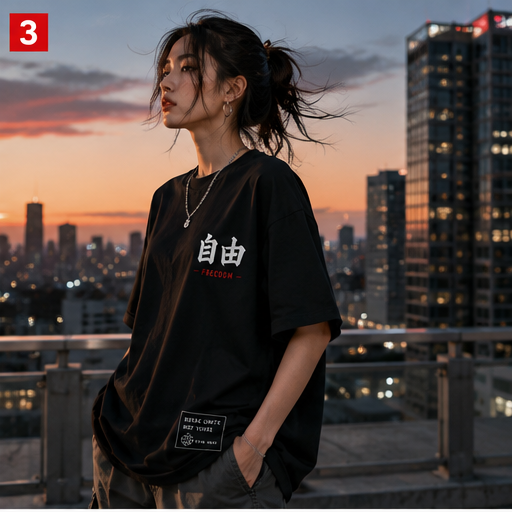 Freedom Samurai Japanese Streetwear Oversized T-Shirt | Front & Back Graphic Tee