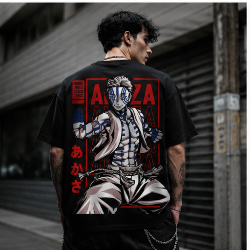 Akaza Anime Oversized Back Print T-Shirt – Premium Japanese Streetwear Tee