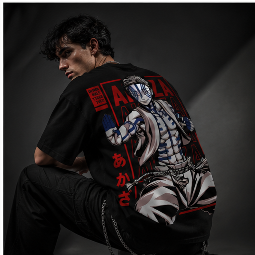 Akaza Anime Oversized Back Print T-Shirt – Premium Japanese Streetwear Tee