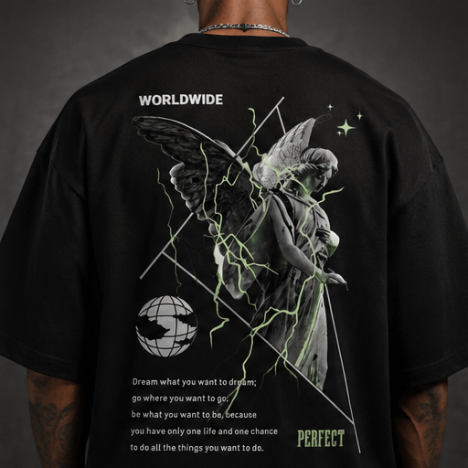 Oversized Compass Graphic T-Shirt – Premium Black Streetwear Tee