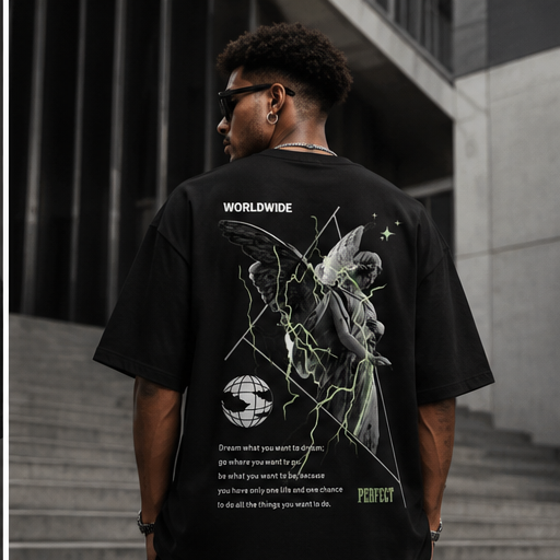 Oversized Compass Graphic T-Shirt – Premium Black Streetwear Tee