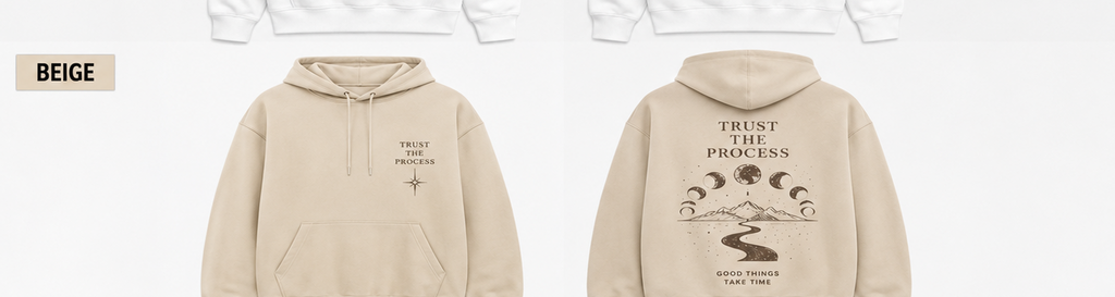 Trust The Process Oversized Motivational Hoodie | Moon Phase Graphic Streetwear Hoodie