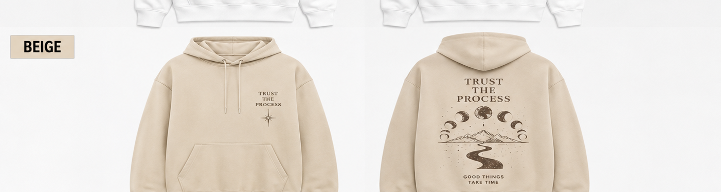 Trust The Process Oversized Motivational Hoodie | Moon Phase Graphic Streetwear Hoodie
