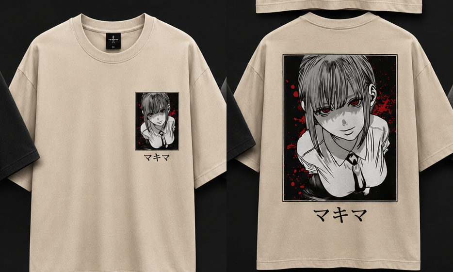 Makima Anime Oversized T-Shirt | Chainsaw Man Inspired Graphic Tee | Japanese Streetwear Unisex
