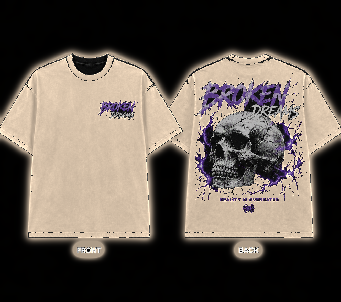 Broken Dreams Skull Graphic Oversized T-Shirt | Vintage Washed Streetwear Tee