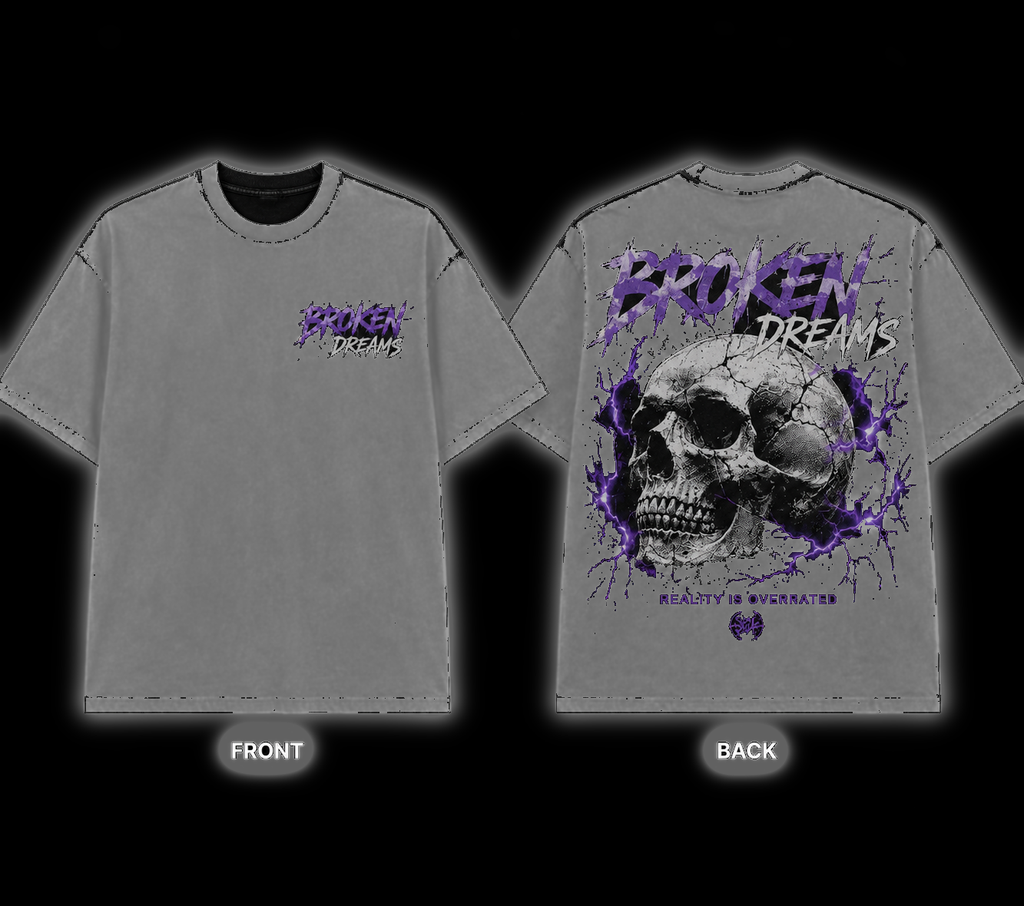 Broken Dreams Skull Graphic Oversized T-Shirt | Vintage Washed Streetwear Tee