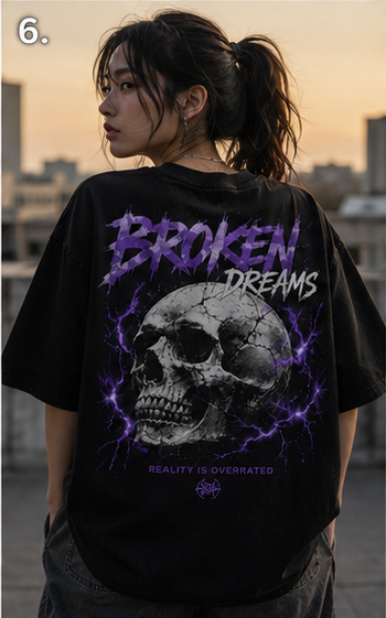 Broken Dreams Skull Graphic Oversized T-Shirt | Vintage Washed Streetwear Tee