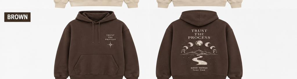 Trust The Process Oversized Motivational Hoodie | Moon Phase Graphic Streetwear Hoodie