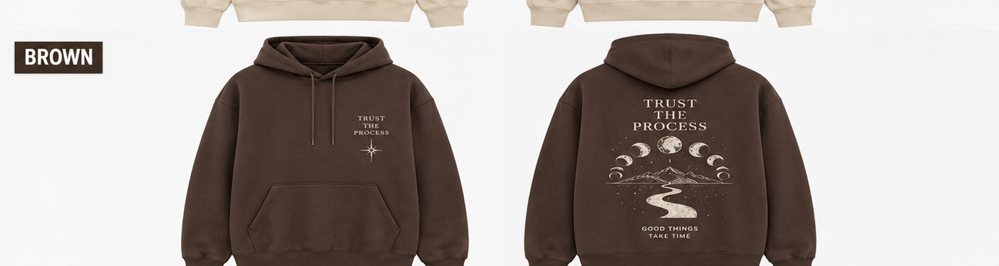 Trust The Process Oversized Motivational Hoodie | Moon Phase Graphic Streetwear Hoodie