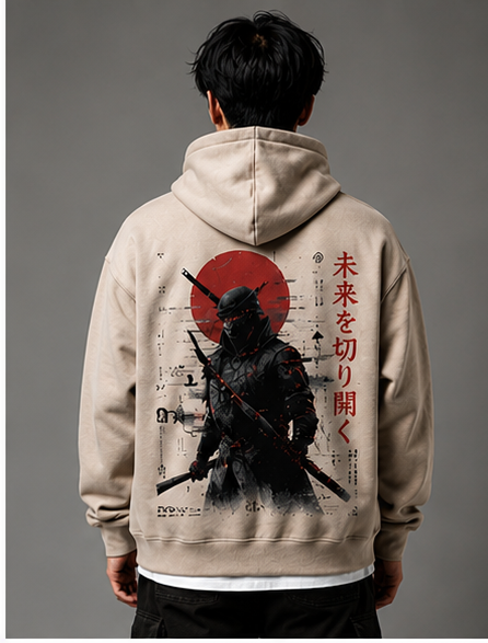 Cyber Samurai Hoodie – Japanese Streetwear Oversized Hoodie