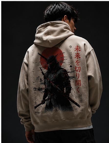 Cyber Samurai Hoodie – Japanese Streetwear Oversized Hoodie