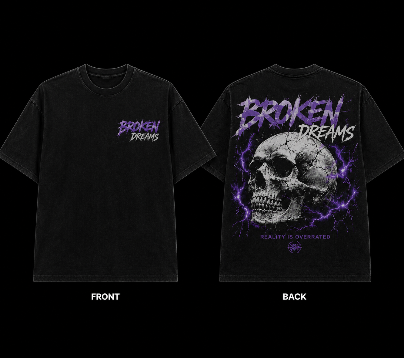 Broken Dreams Skull Graphic Oversized T-Shirt | Vintage Washed Streetwear Tee