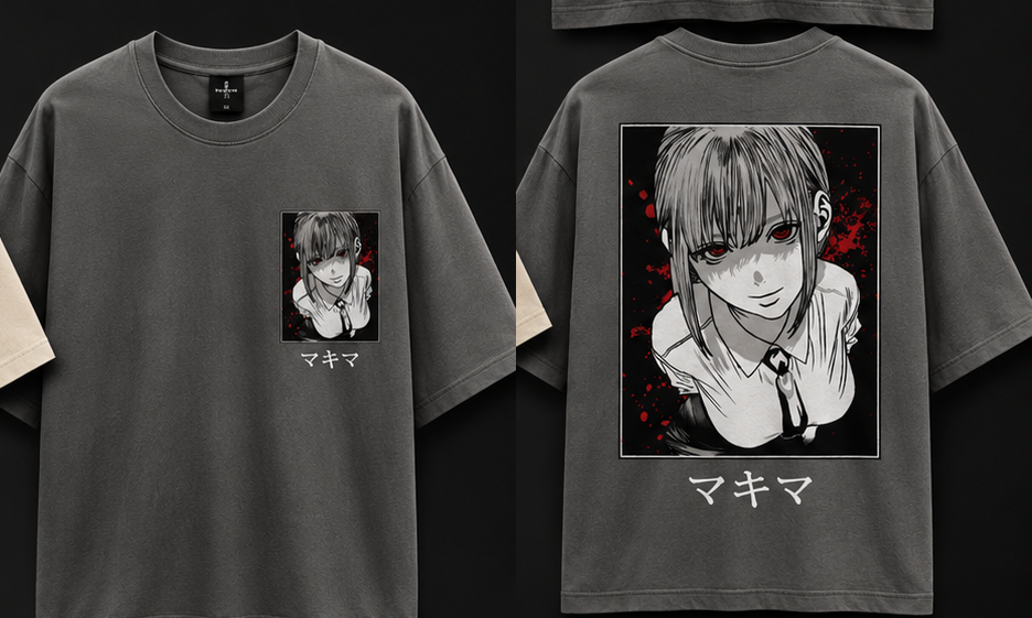 Makima Anime Oversized T-Shirt | Chainsaw Man Inspired Graphic Tee | Japanese Streetwear Unisex