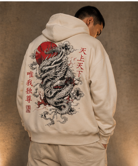 Bold Japanese dragon artwork meets premium heavyweight comfort. Designed for modern streetwear enthusiasts who want a statement piece with powerful visual impact.