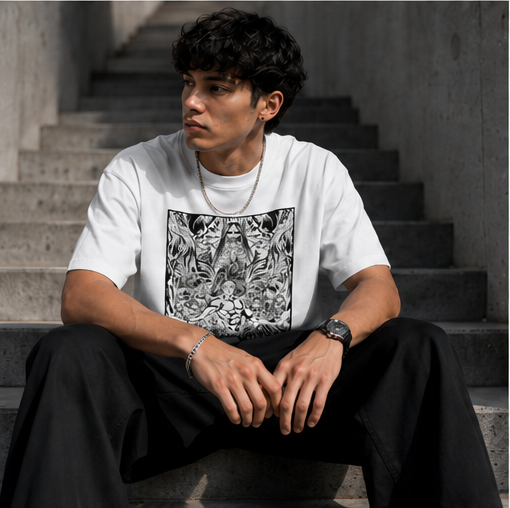 Streetwear Anime Print Black T-Shirt