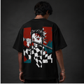 Demon Slayer Tanjiro Oversized Anime Graphic T-Shirt – Premium Black Streetwear Tee