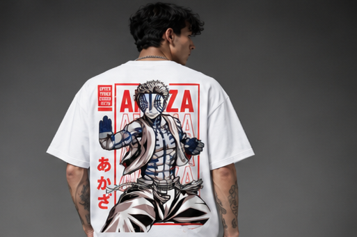 Akaza Anime Oversized Back Print T-Shirt – Premium Japanese Streetwear Tee
