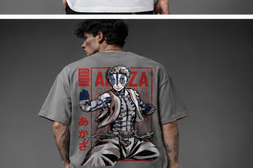 Akaza Anime Oversized Back Print T-Shirt – Premium Japanese Streetwear Tee