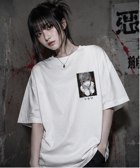 Makima Anime Oversized T-Shirt | Chainsaw Man Inspired Graphic Tee | Japanese Streetwear Unisex
