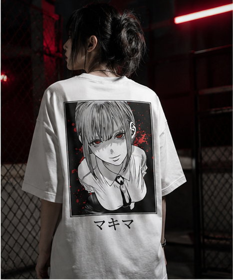 Makima Anime Oversized T-Shirt | Chainsaw Man Inspired Graphic Tee | Japanese Streetwear Unisex