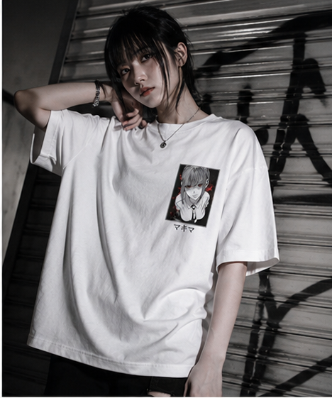 Makima Anime Oversized T-Shirt | Chainsaw Man Inspired Graphic Tee | Japanese Streetwear Unisex