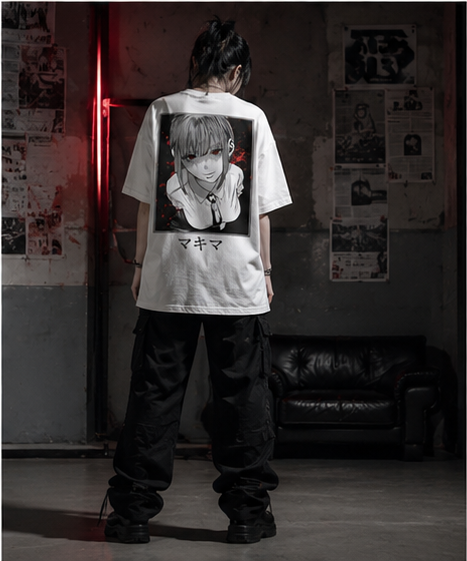 Makima Anime Oversized T-Shirt | Chainsaw Man Inspired Graphic Tee | Japanese Streetwear Unisex