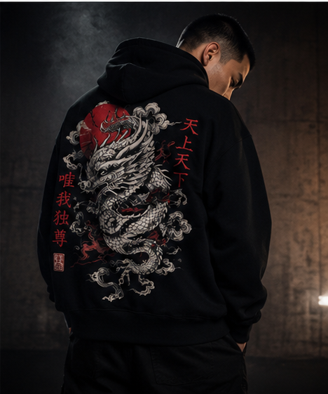 Bold Japanese dragon artwork meets premium heavyweight comfort. Designed for modern streetwear enthusiasts who want a statement piece with powerful visual impact.