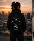 Trust The Process Oversized Motivational Hoodie | Moon Phase Graphic Streetwear Hoodie