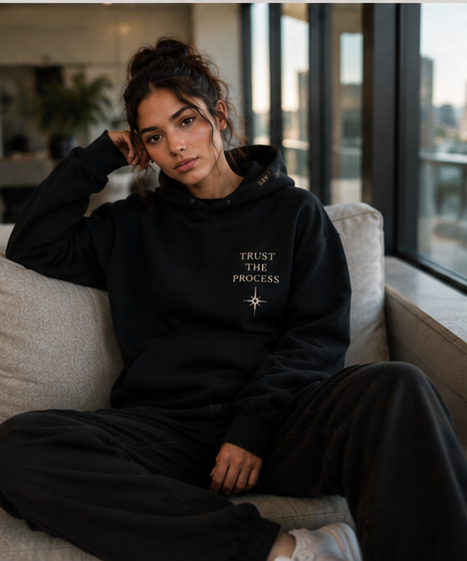 Trust The Process Oversized Motivational Hoodie | Moon Phase Graphic Streetwear Hoodie
