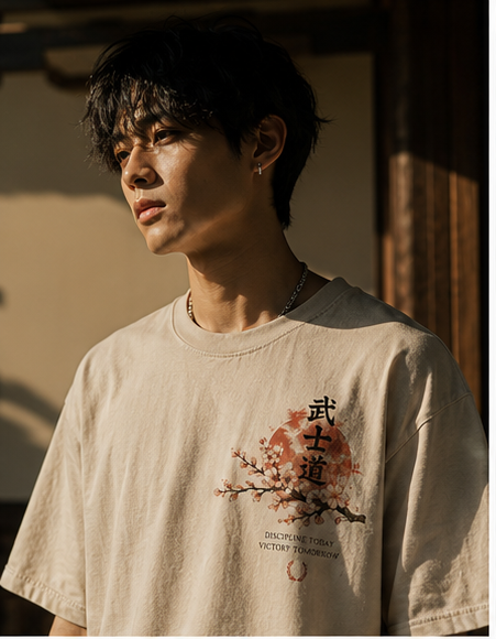 Anime Samurai Oversized T-Shirt | Japanese Bushido Back Print Tee