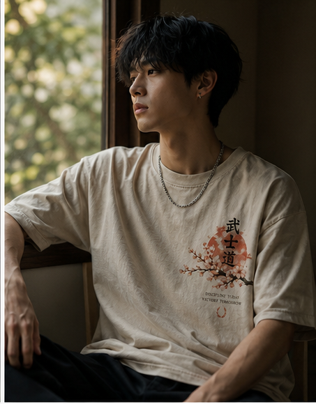 Anime Samurai Oversized T-Shirt | Japanese Bushido Back Print Tee