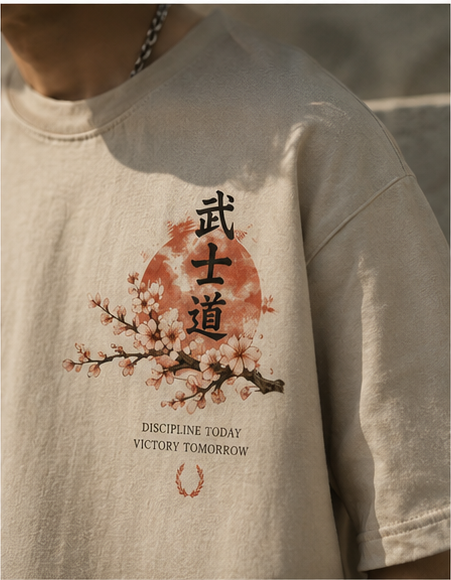 Anime Samurai Oversized T-Shirt | Japanese Bushido Back Print Tee