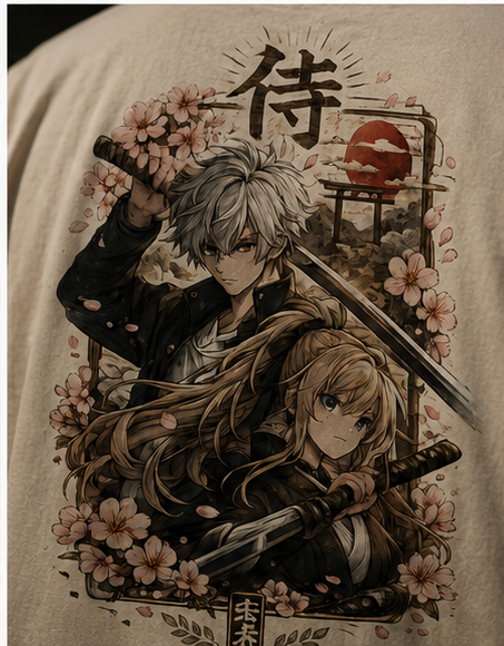 Anime Samurai Oversized T-Shirt | Japanese Bushido Back Print Tee