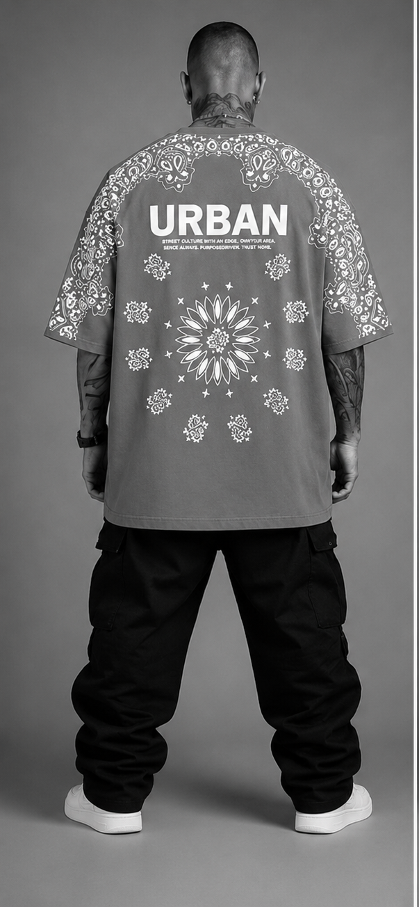 Urban Bandana Oversized Black T-Shirt – Premium Streetwear Edition