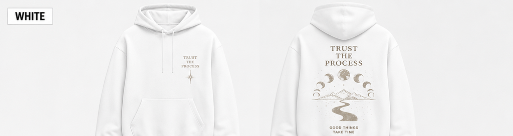Trust The Process Oversized Motivational Hoodie | Moon Phase Graphic Streetwear Hoodie