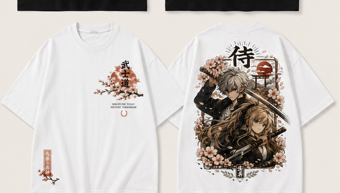 Anime Samurai Oversized T-Shirt | Japanese Bushido Back Print Tee
