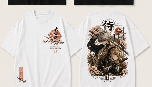 Anime Samurai Oversized T-Shirt | Japanese Bushido Back Print Tee