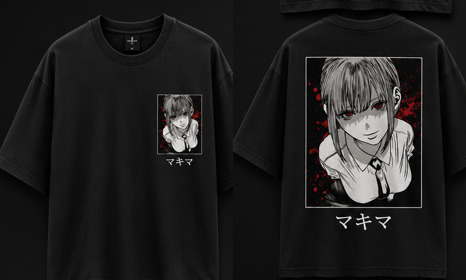 Makima Anime Oversized T-Shirt | Chainsaw Man Inspired Graphic Tee | Japanese Streetwear Unisex