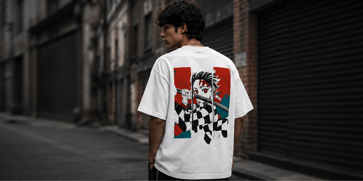 Demon Slayer Tanjiro Oversized Anime Graphic T-Shirt – Premium Black Streetwear Tee