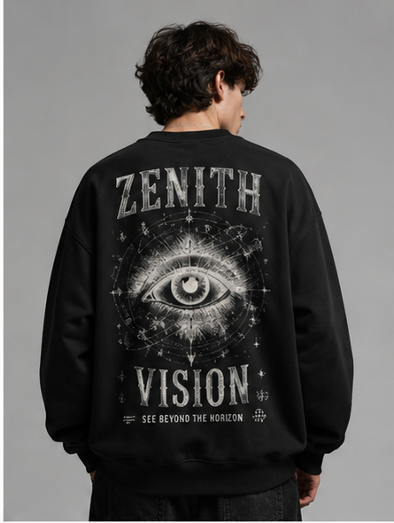 Zenith Vision Eye Graphic Oversized Sweatshirt – White