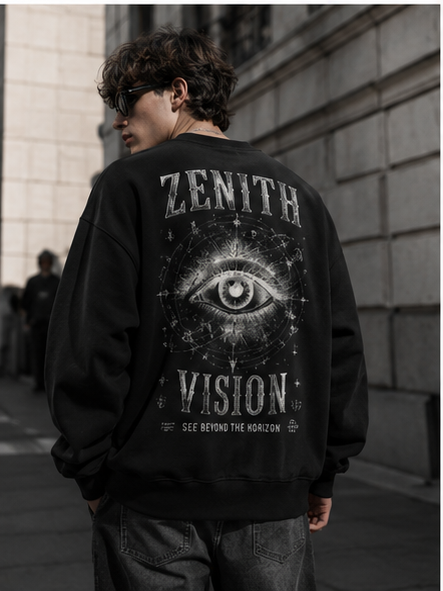 Zenith Vision Eye Graphic Oversized Sweatshirt – White