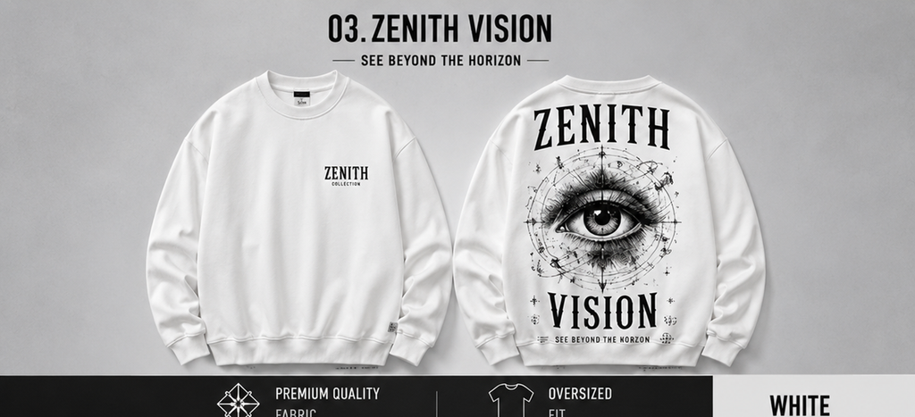Zenith Vision Eye Graphic Oversized Sweatshirt – White