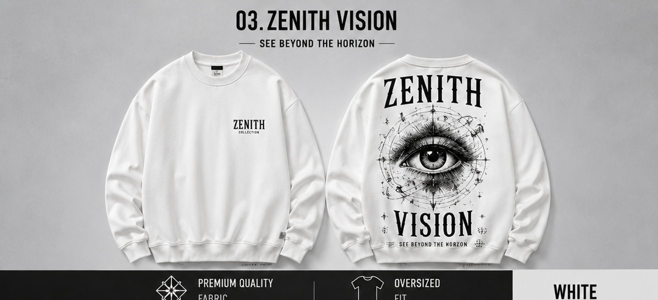 Zenith Vision Eye Graphic Oversized Sweatshirt – White
